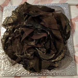 Brown and gold cloth flower pin